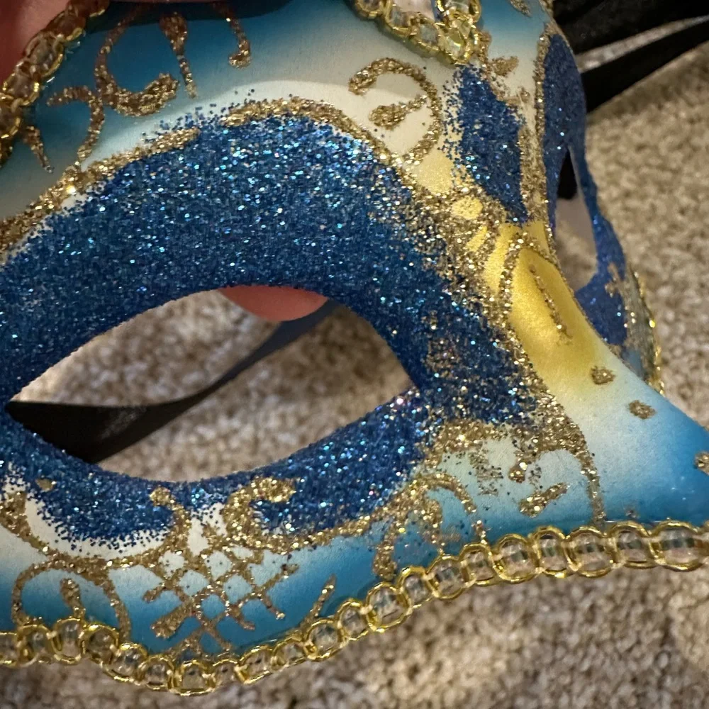 Blue and Gold Masquerade Mask